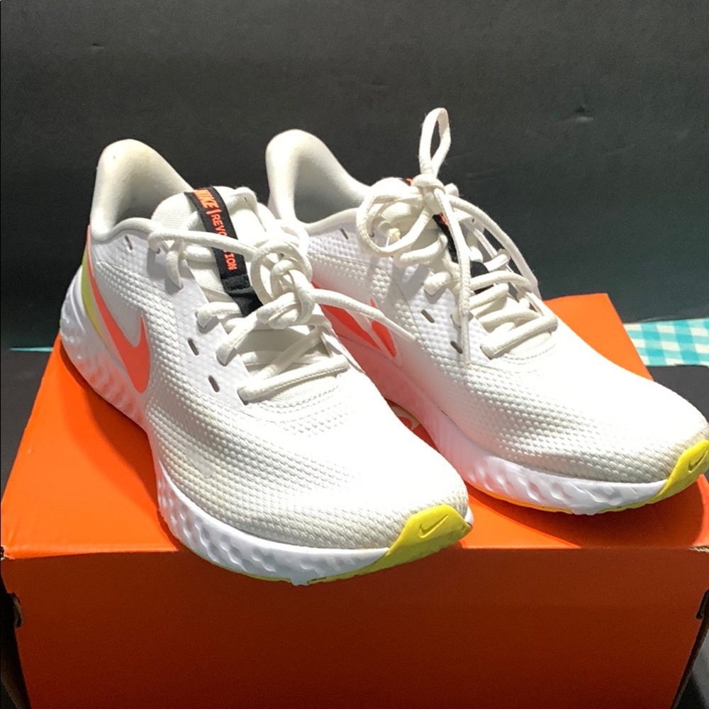 Nike White and Orange Athletic Shoes